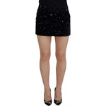 Dsquared² Black Embellished Mid Waist A-line Mini Skirt