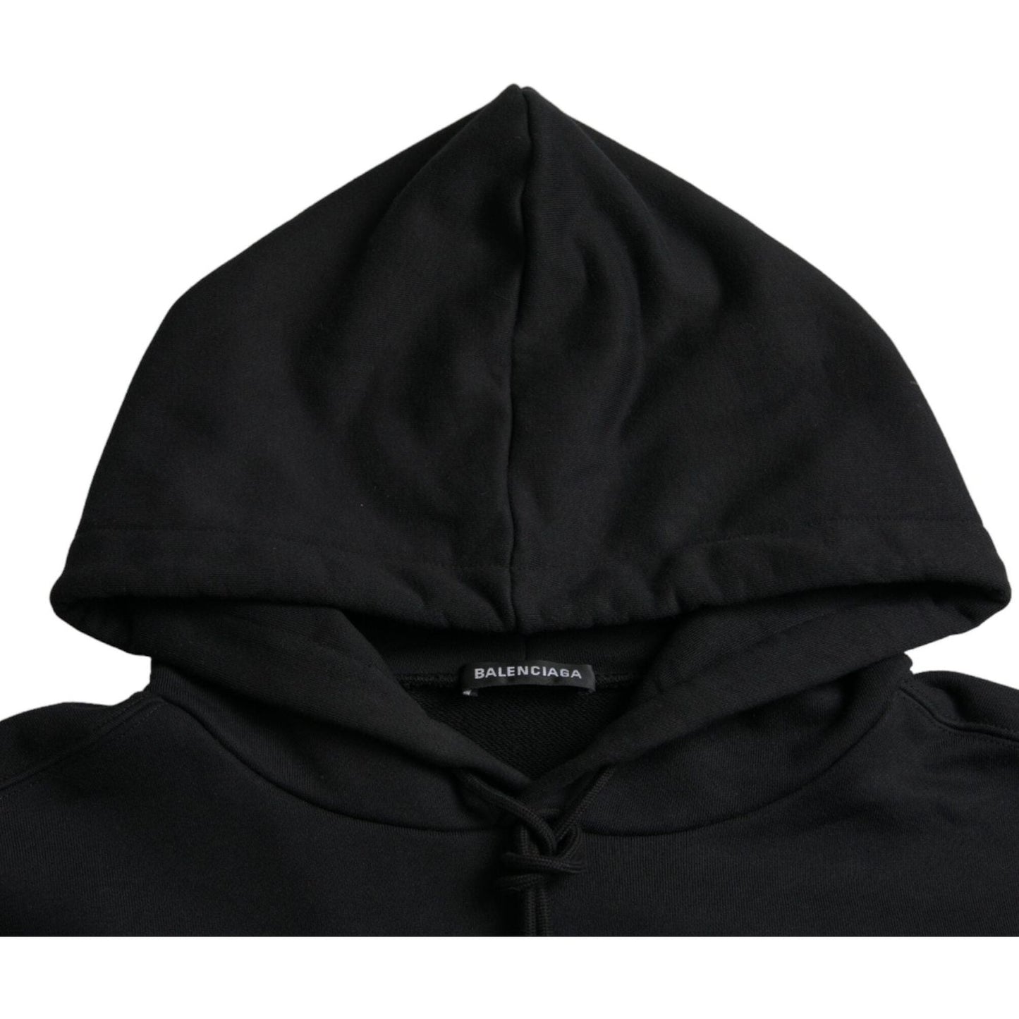 Balenciaga Black Cotton CREW Hooded Pullover Sweatshirt Sweater Balenciaga