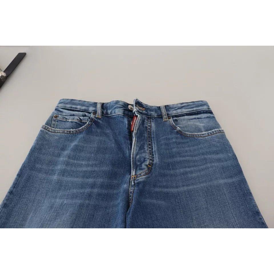 Dsquared² Blue Distressed High Waist Straight Denim Jeans Dsquared²