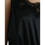 Dolce & Gabbana Black Polyester Lace Trim Sheath Midi Dress