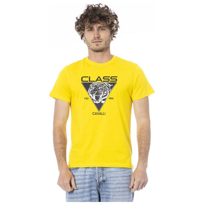 Cavalli Class Yellow Cotton Men T-Shirt