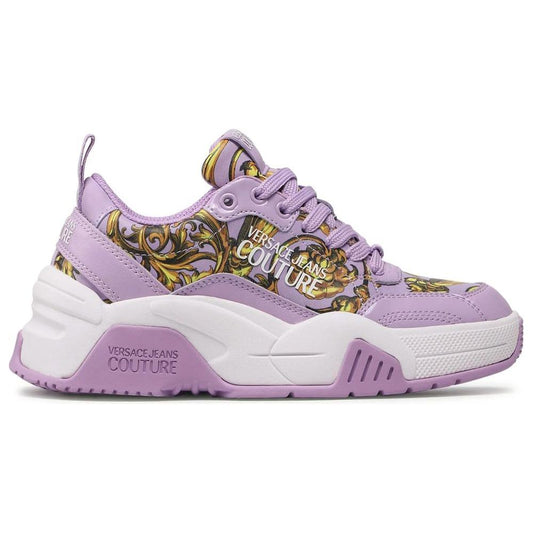 Versace Jeans Purple Leather Di Calfskin Sneaker Versace Jeans