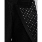 Dolce & Gabbana Black Silver Silk Single Breasted Coat Blazer
