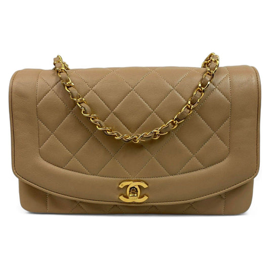 Chanel Diana Vintage Medium Beige Classic Quilted Lambskin Chanel