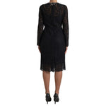 Dolce & Gabbana Black Nylon Lace Embellished Sheath Dress