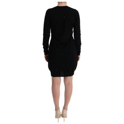 MARGHI LO' Black Wool Long Sleeve Shift Dress