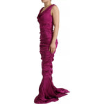 Dolce & Gabbana Sheath Mermaid Fuchsia Silk Stretch Gown Dress DR28670