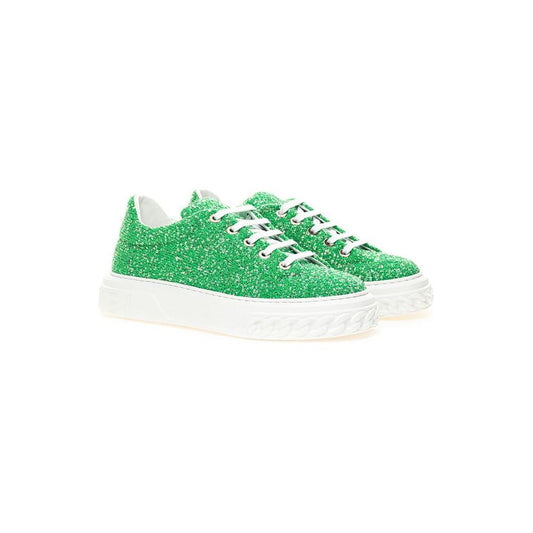 Casadei Emerald Elegance Leather Sneakers Casadei