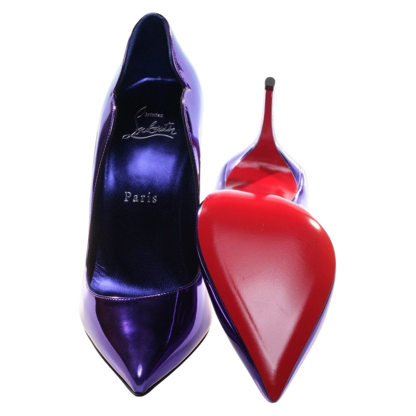 Christian Louboutin Hot Chick 100 Purple Mirrored Patent Leather High Heel Pumps Christian Louboutin