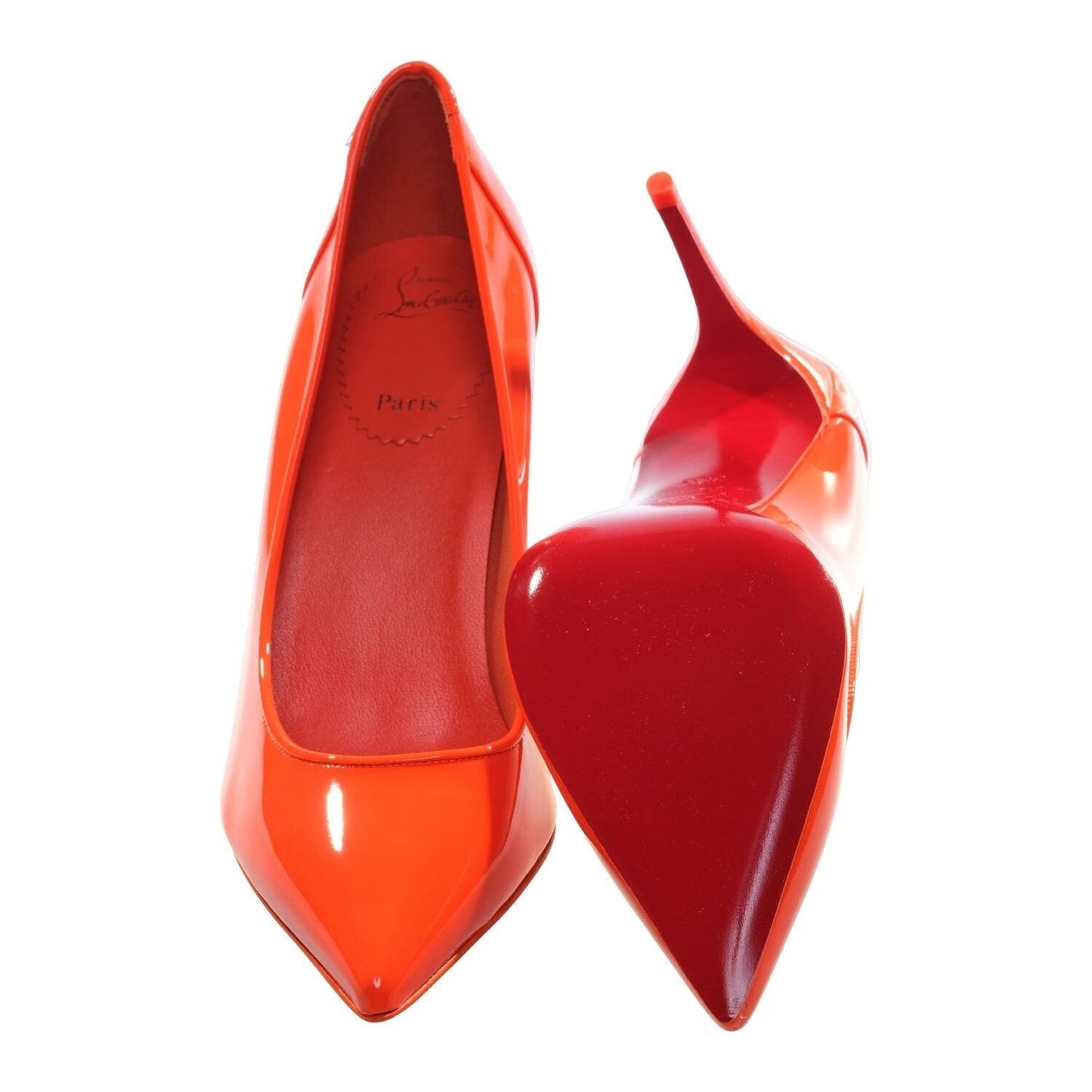 Christian Louboutin Sporty Kate Orange Patent Leather High Heel Pumps Christian Louboutin