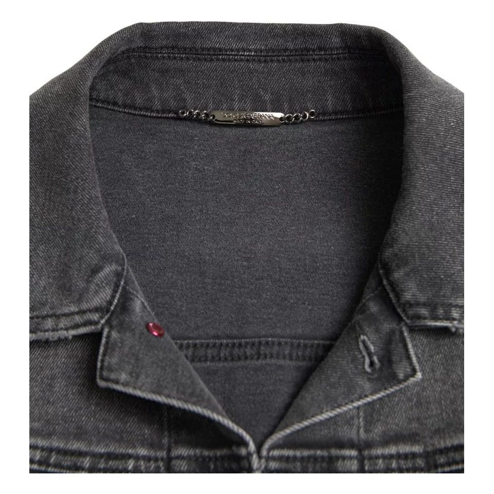 Dolce & Gabbana Gray Washed Cotton Stretch Denim Men Jacket Dolce & Gabbana