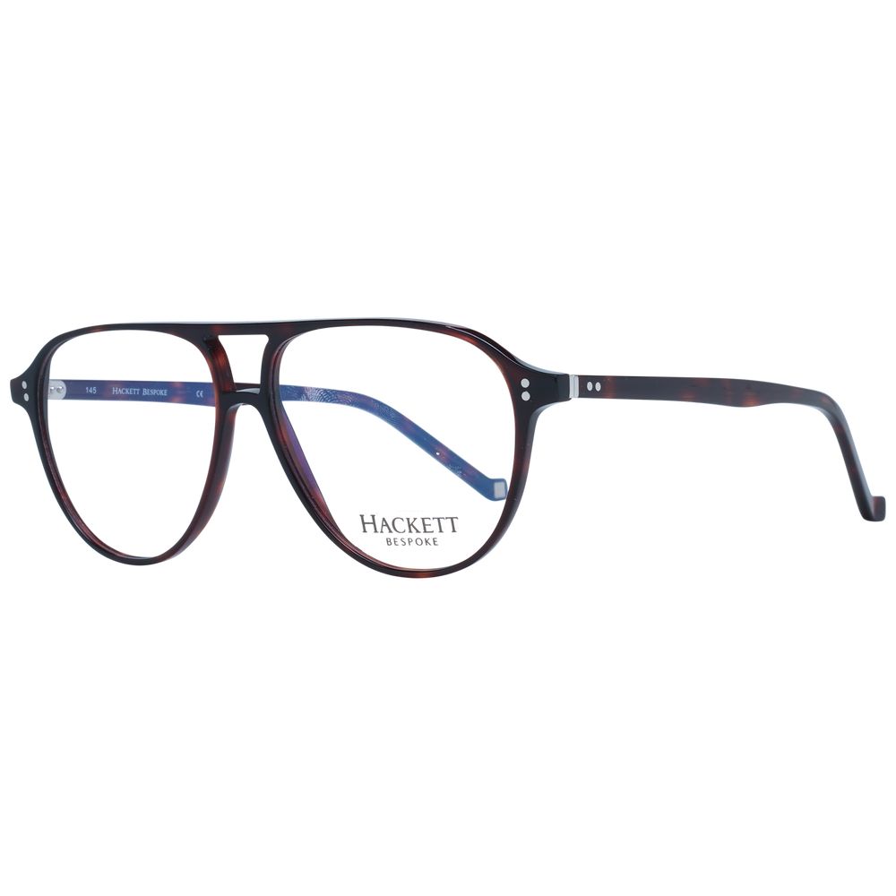 Hackett Brown Men Glasses Frame, full-rim acetate with demo lenses, aviator style, includes branded case, size 54-12-145.