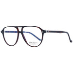 Hackett Brown Men Glasses Frame, full-rim acetate with demo lenses, aviator style, includes branded case, size 54-12-145.