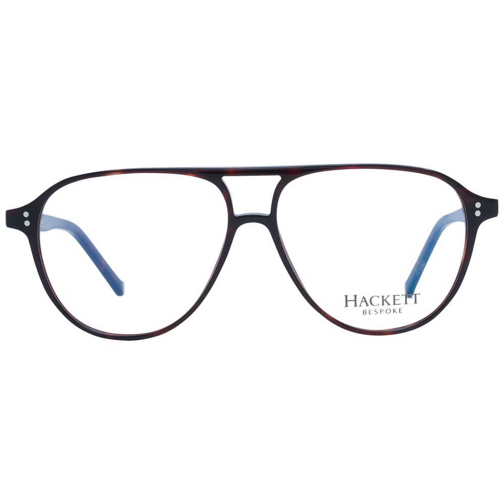 Hackett Brown Men Glasses Frame with full-rim acetate, aviator style, 54-12-145 size, demo plastic lenses, includes branded case.