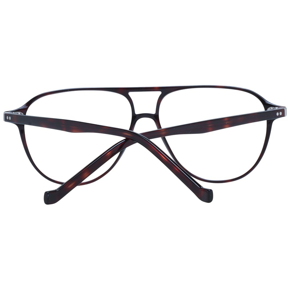 Hackett Brown Men Glasses Frame, full-rim aviator style in brown acetate with demo lenses, 54-12-145 size, includes branded case.