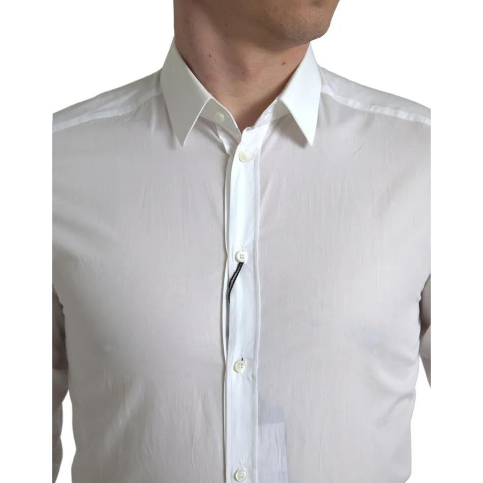 Dolce & Gabbana White Formal Cotton Tuxedo Dress GOLD Shirt Dolce & Gabbana