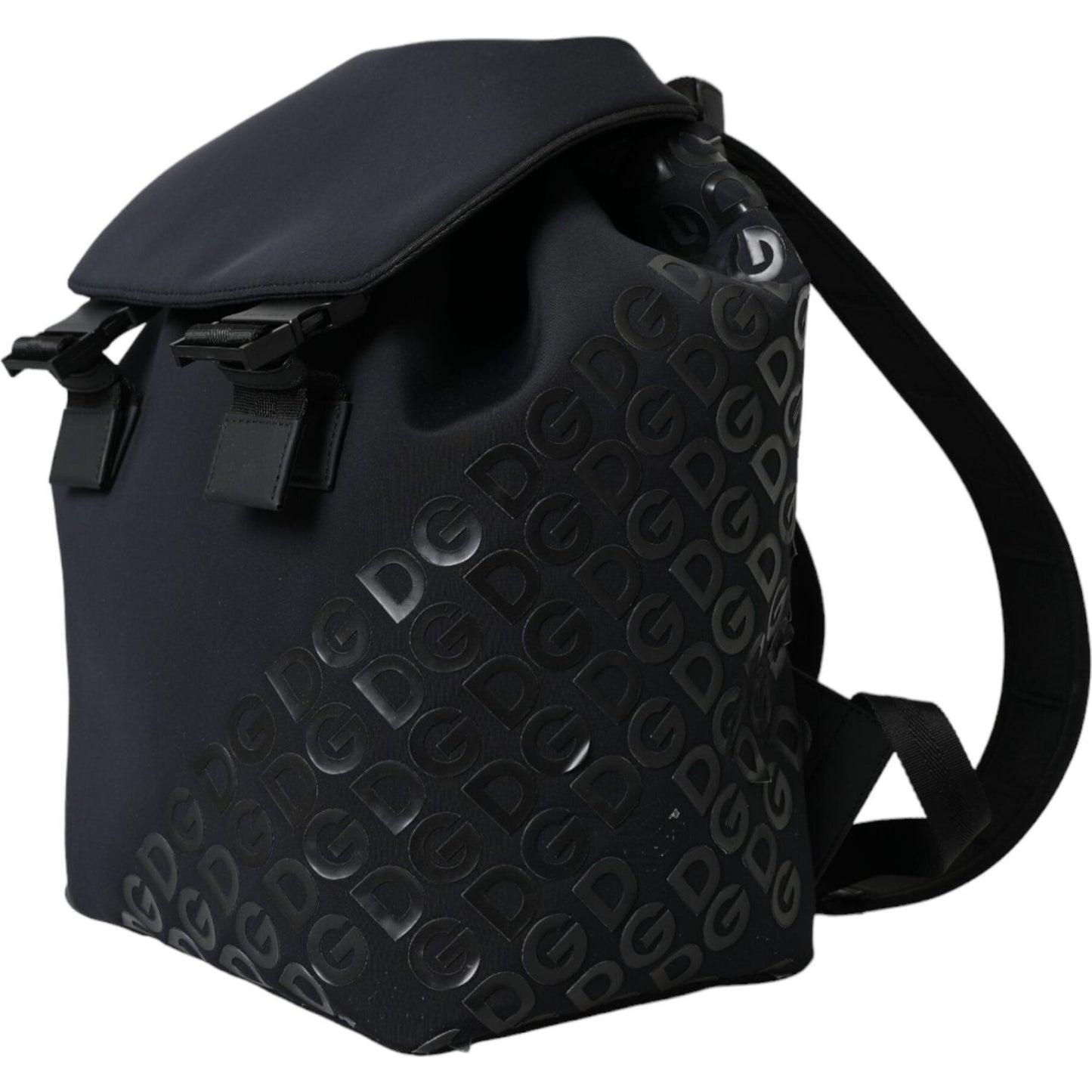 Dolce & Gabbana Black Neoprene Nylon DG Logo School Backpack Bag