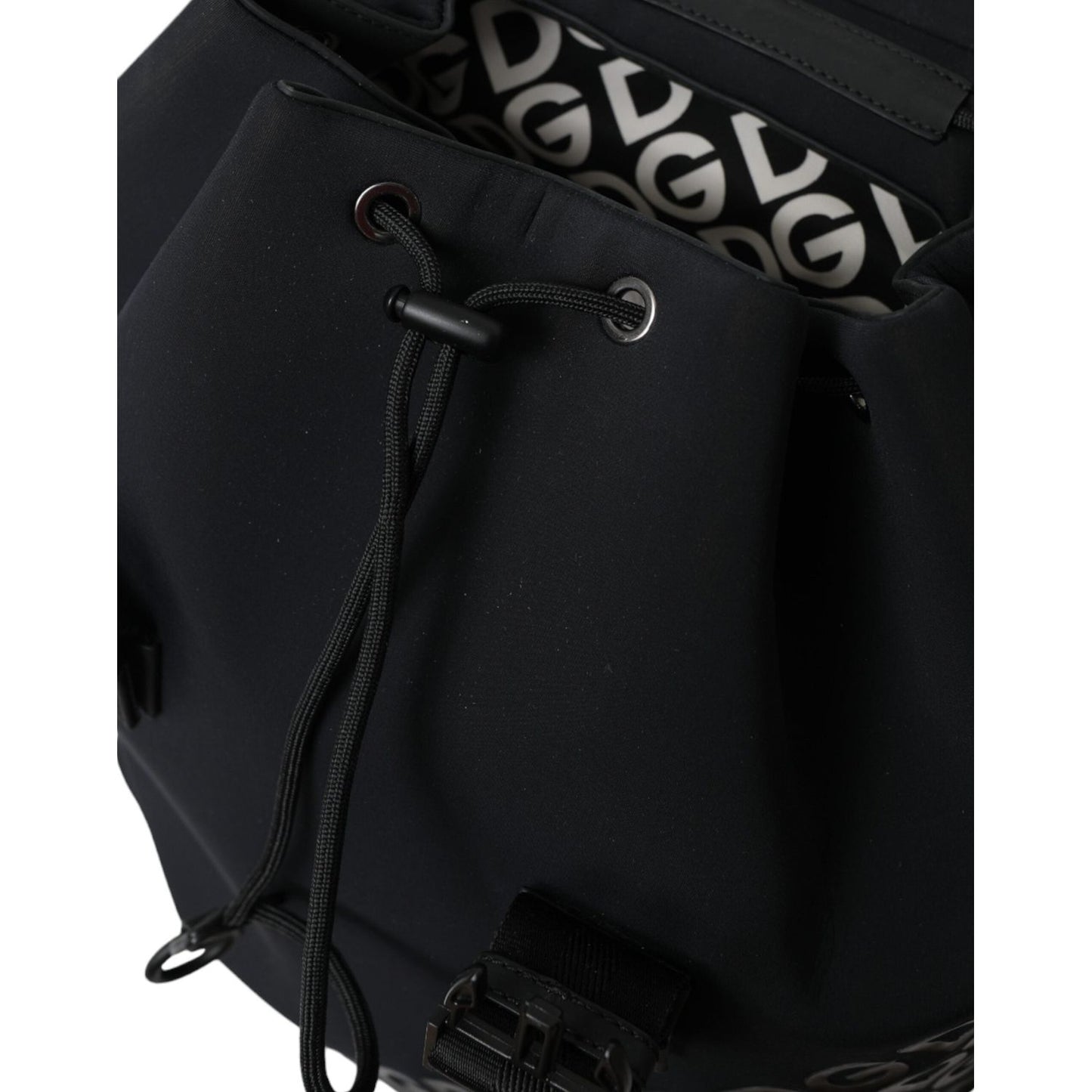 Dolce & Gabbana Black Neoprene Nylon DG Logo School Backpack Bag