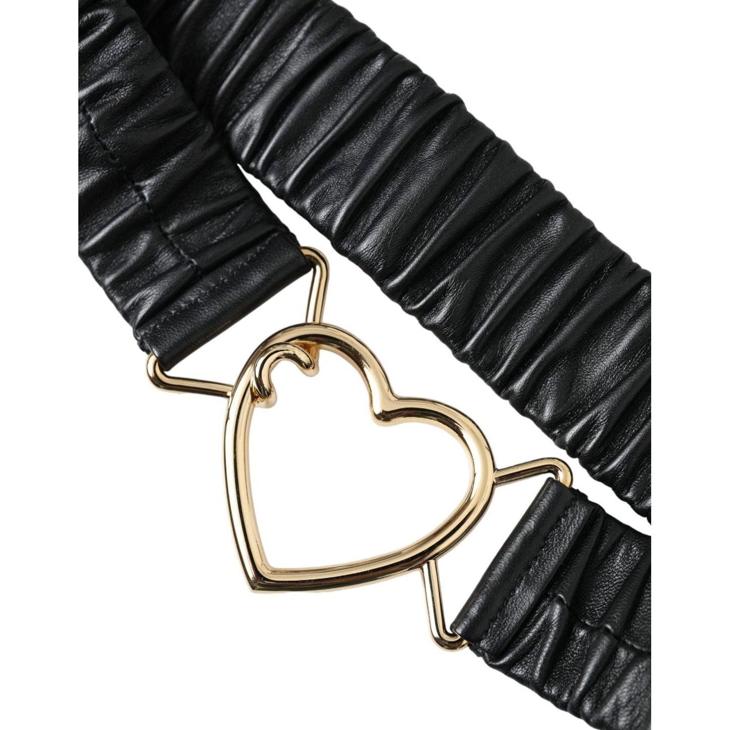 Dolce & Gabbana Black Leather Gold Heart Metal Buckle Belt Dolce & Gabbana