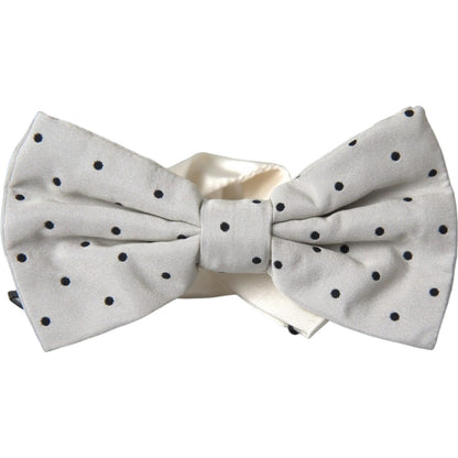 Dolce & Gabbana White Black Polka Dot Polyester Bow Tie Men