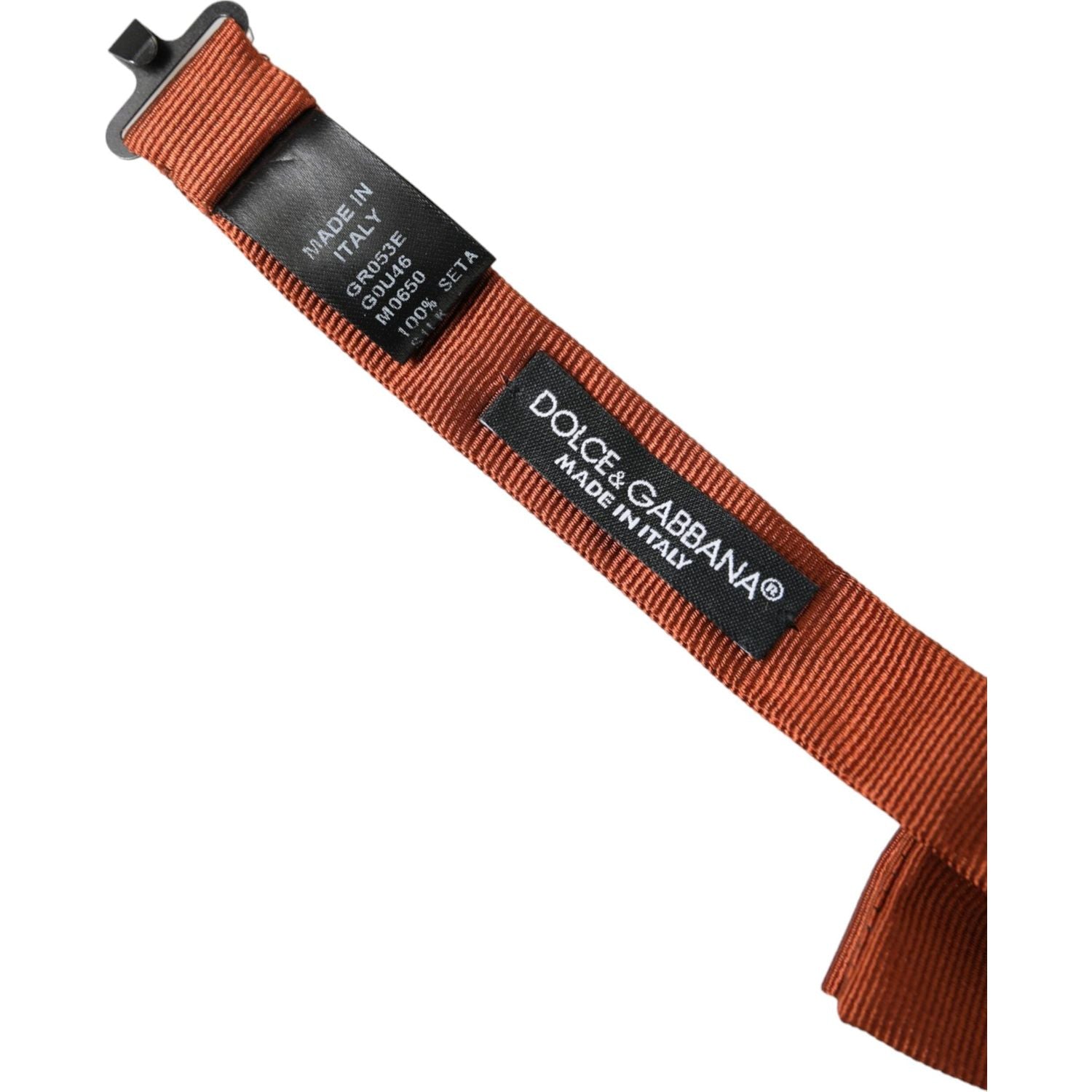 ربطة عنق رجالية من دولتشي آند غابانا مصنوعة من الحرير باللون البني قابلة للتعديل