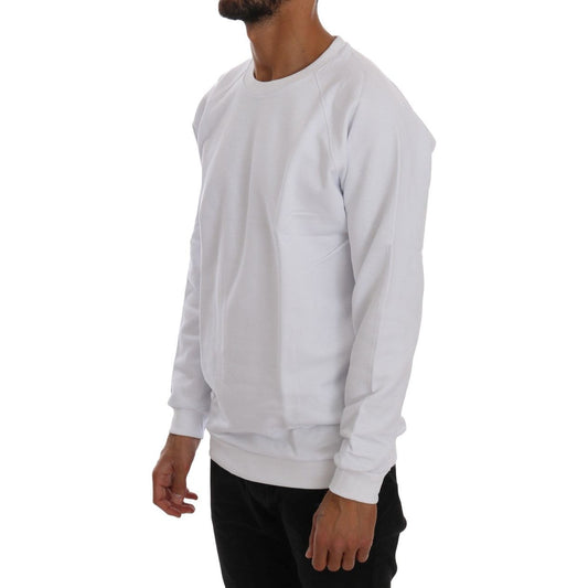 Daniele Alessandrini | Elegant White Crewneck Cotton Sweater| McRichard Designer Brands   