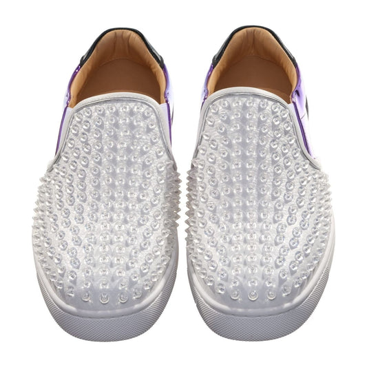 Christian Louboutin Sailor Boat Orlato Spikes Flat White Studded Slip On Shoes Christian Louboutin