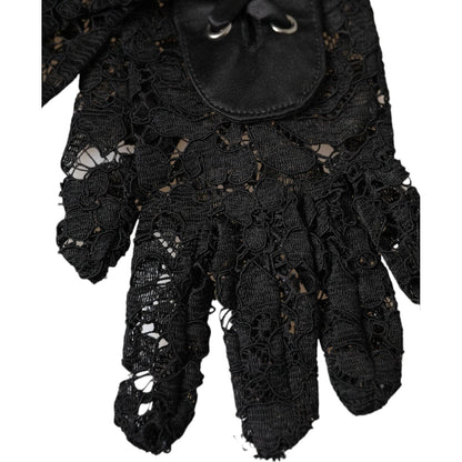 Dolce & Gabbana Black Taormina Lace Elbow Length Gloves