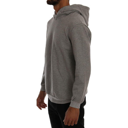 Daniele Alessandrini Gray Pullover Hodded Cotton Sweater