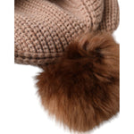 Dolce & Gabbana Brown Solid Knitted Fur Ball Winter Beanie Hat