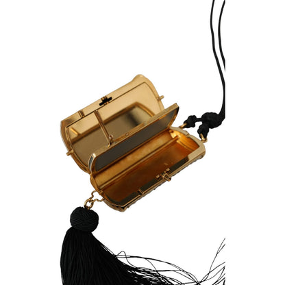 Dolce & Gabbana Beige Exotic Leather Mini Mirror Tassel Make Up Holder Bag