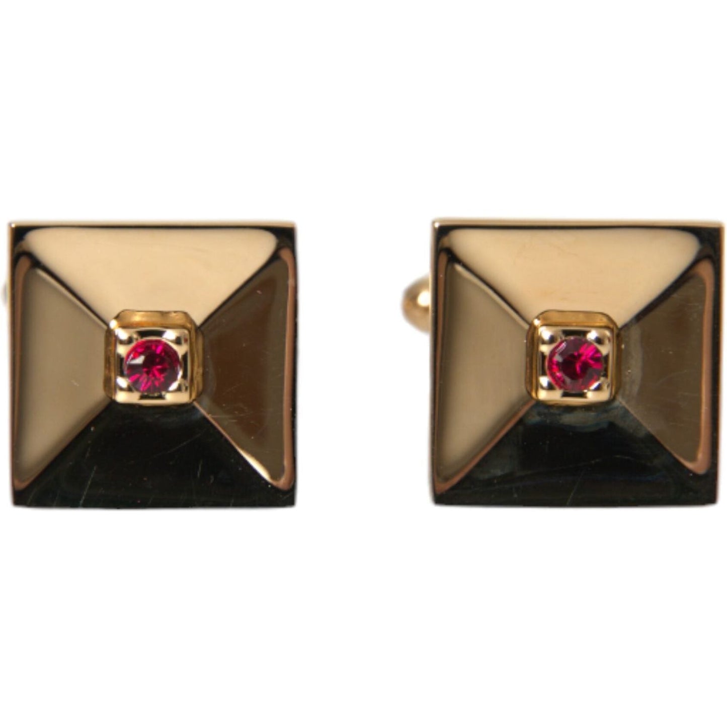 Dolce & Gabbana Gold Plated Brass Crystal Square Pin Cufflinks Dolce & Gabbana