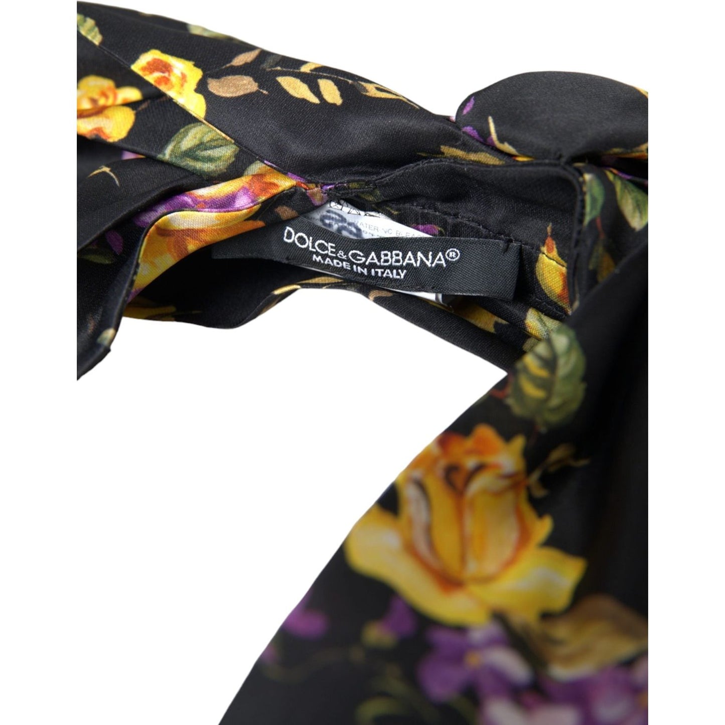 Dolce & Gabbana Black Floral Applique Silk Women Headband Diadem Dolce & Gabbana