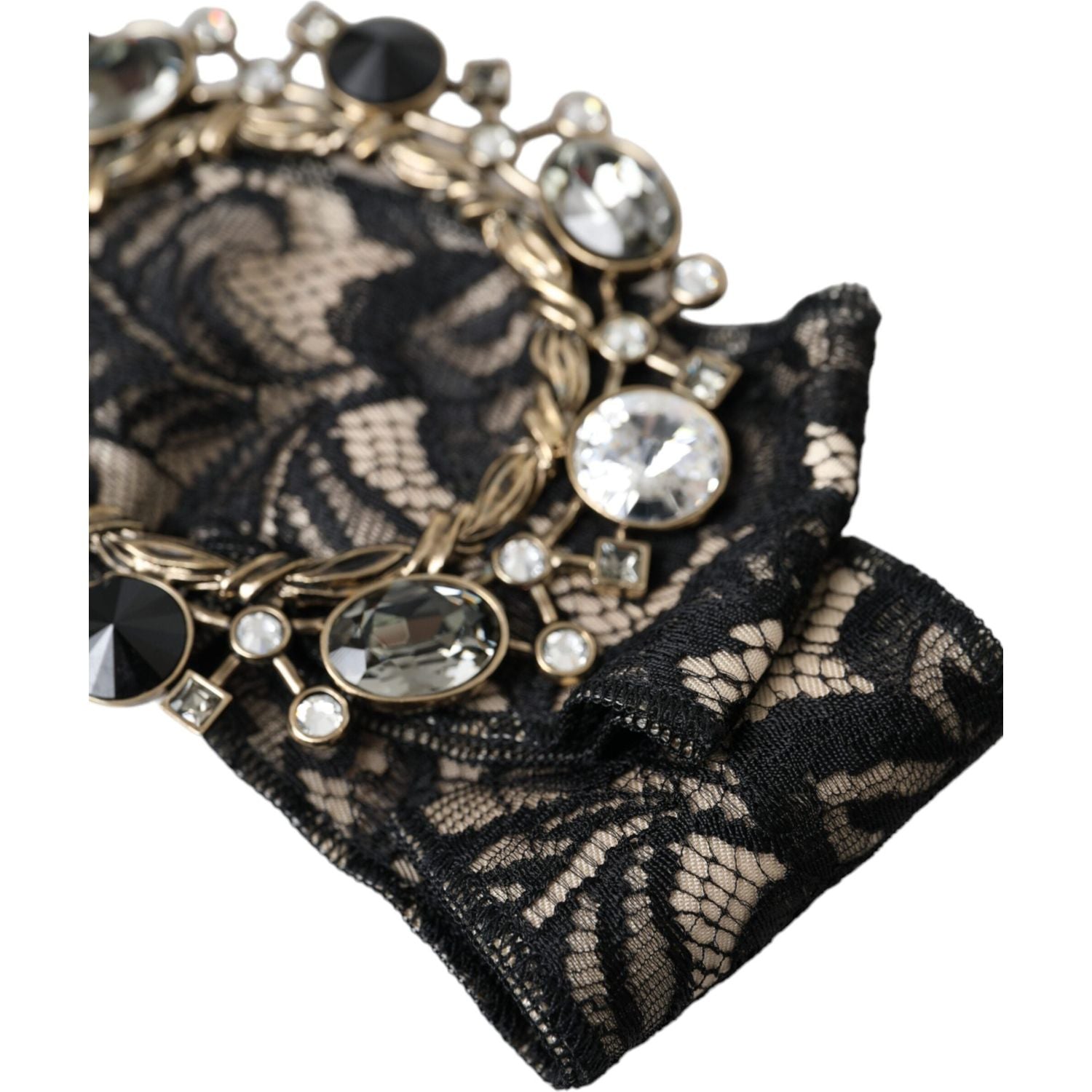 Dolce & Gabbana Black Lace Crystal Handmade Brooch Hair Pin