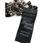 Dolce & Gabbana Black Lace Crystal Handmade Brooch Hair Pin FASHION ACCESSORIES