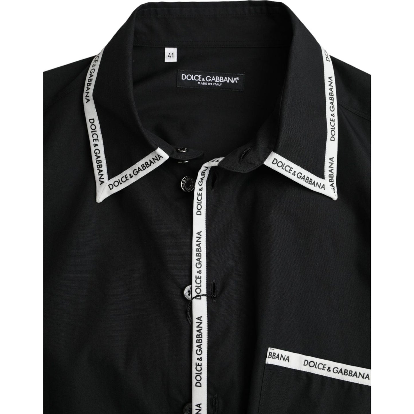 Dolce & Gabbana Black Collared Long Sleeve Cotton Casual Shirt Dolce & Gabbana