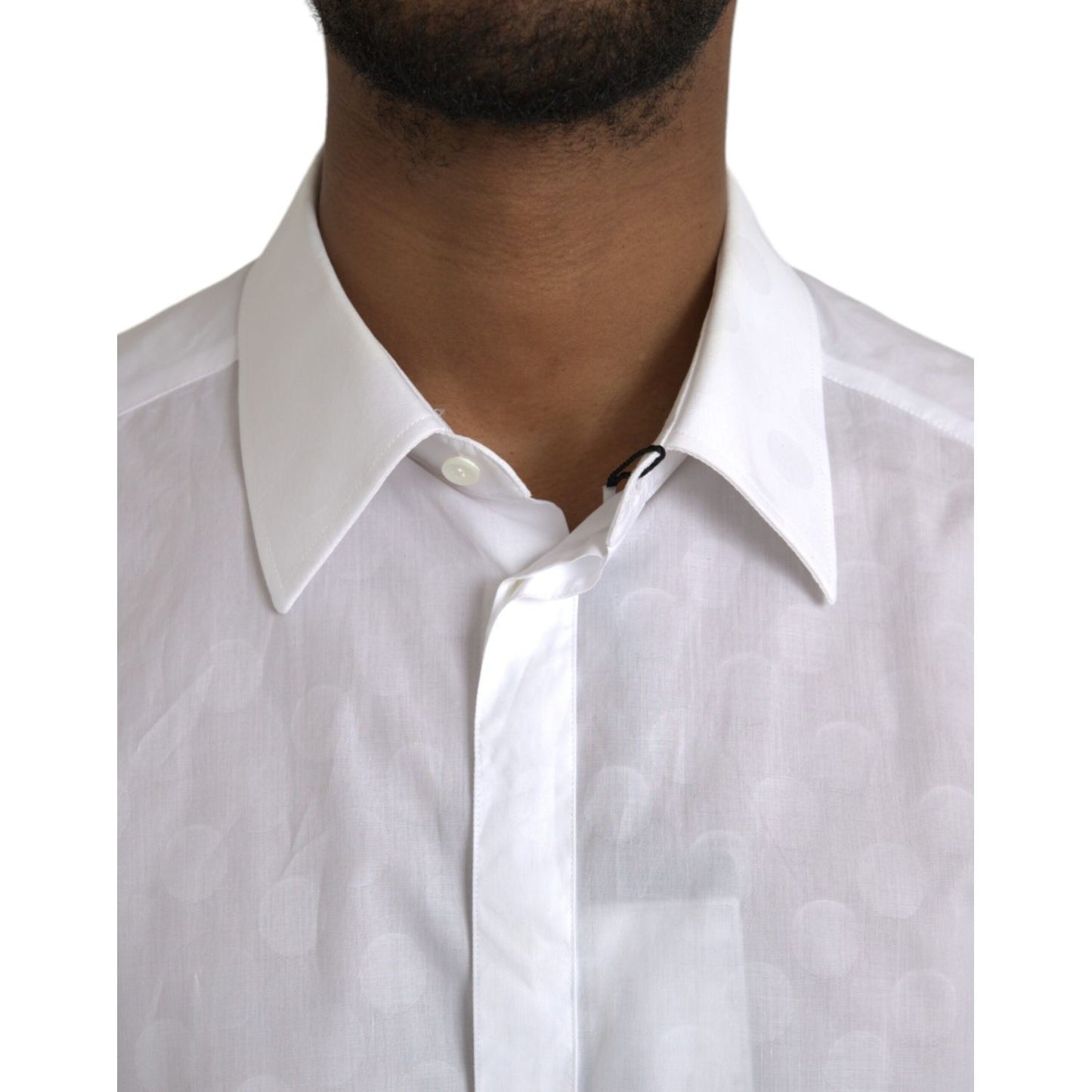 Dolce & Gabbana White Polka Dotted Cotton Dress GOLD Shirt
