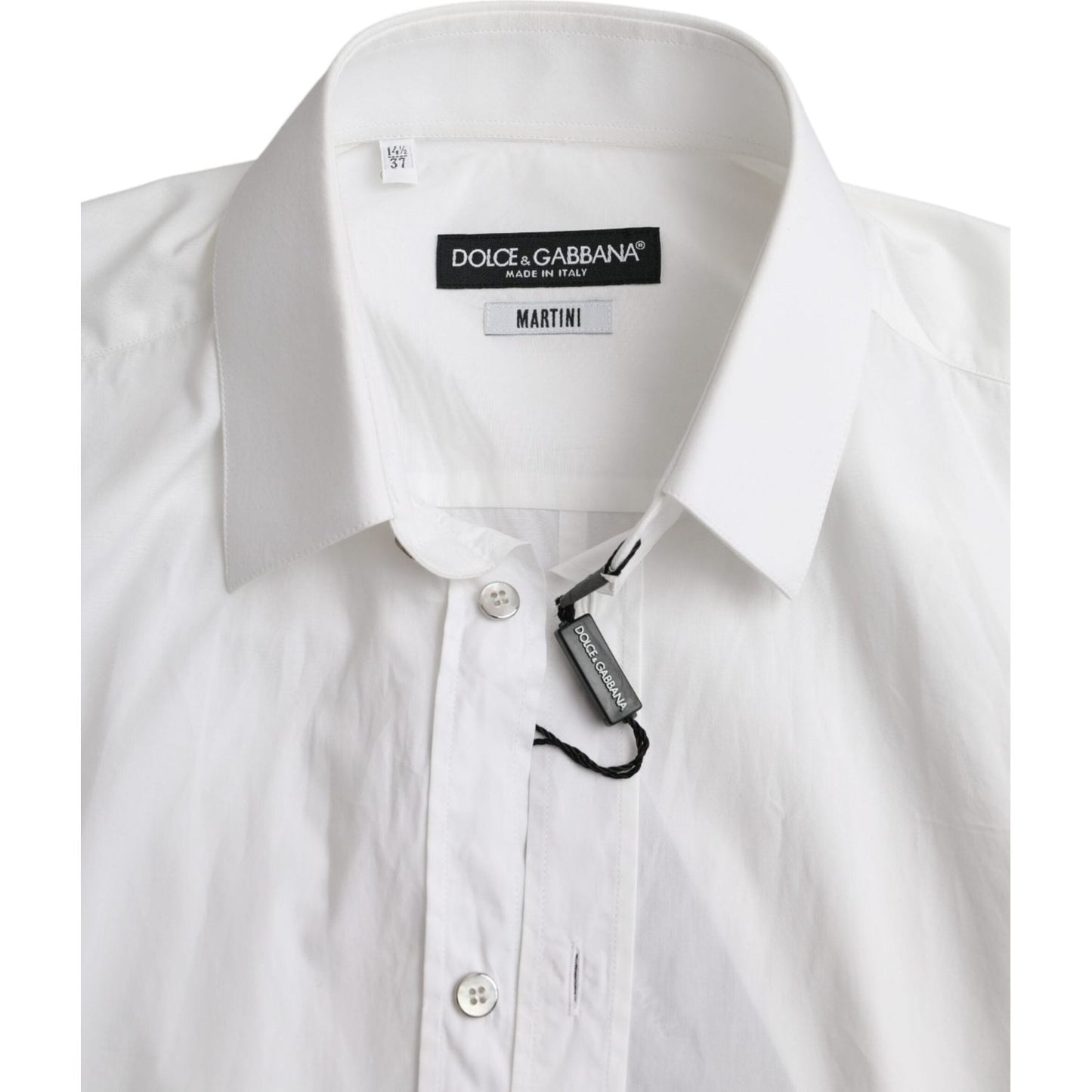 Dolce & Gabbana White Cotton Long Sleeve Dress MARTINI Shirt Dolce & Gabbana