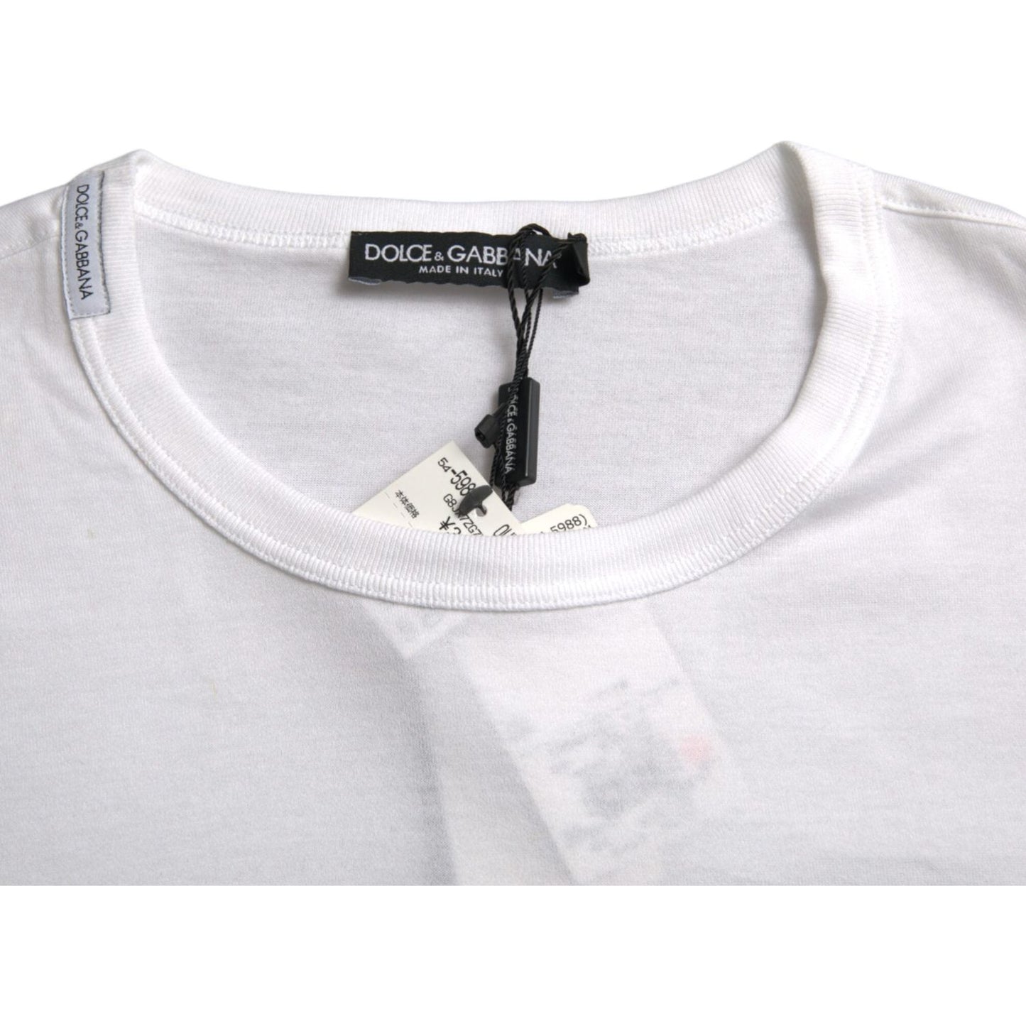 Dolce & Gabbana White Logo Embroidery Short Sleeve T-shirt Dolce & Gabbana