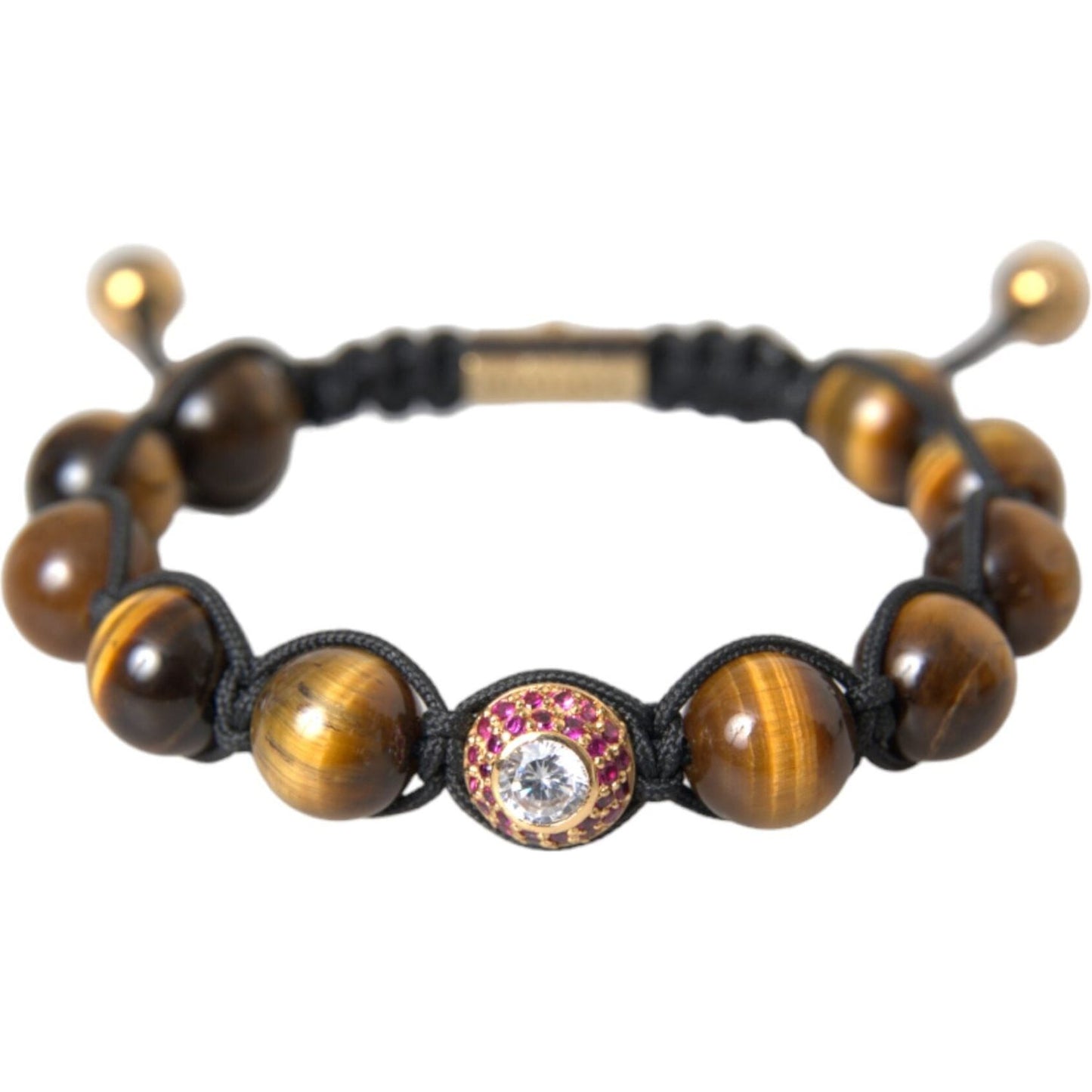 Nialaya CZ Brown Tigers Eye 925 Silver Bracelet Mens Nialaya