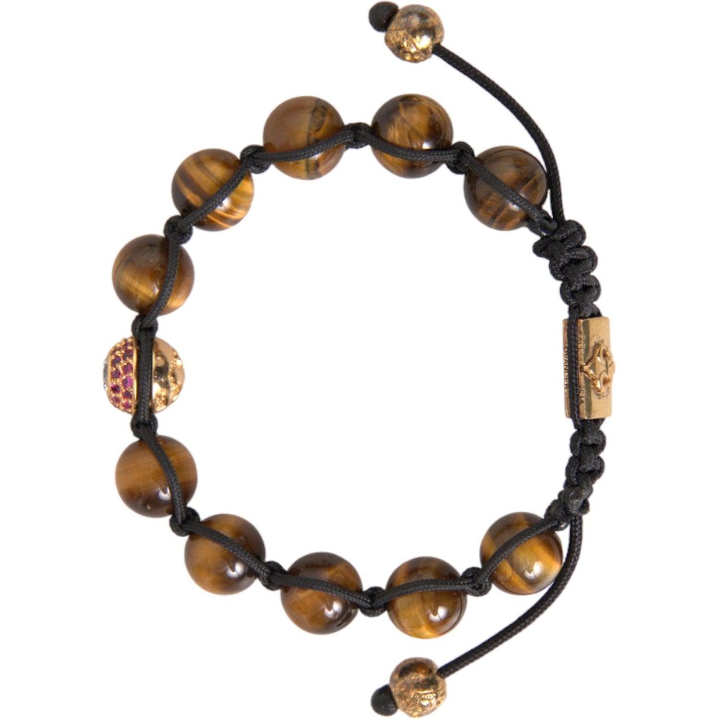 Nialaya CZ Brown Tigers Eye 925 Silver Bracelet Mens Nialaya