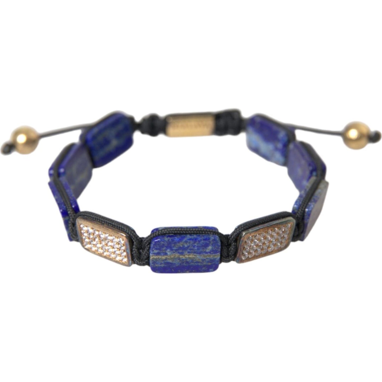 Nialaya Flat Bead Blue Lapis White CZ 925 Bracelet Mens Nialaya