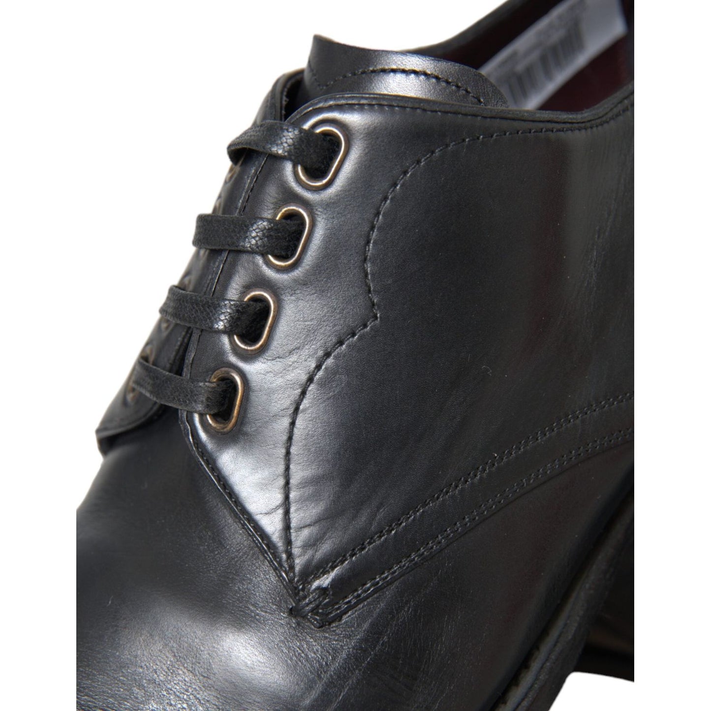 Dolce & Gabbana Black Leather Derby Formal Dress Men Shoes