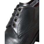 Dolce & Gabbana Black Leather Derby Formal Dress Men Shoes