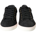 Dolce & Gabbana Black Suede Leather Men Low Top Sneakers Men Shoes