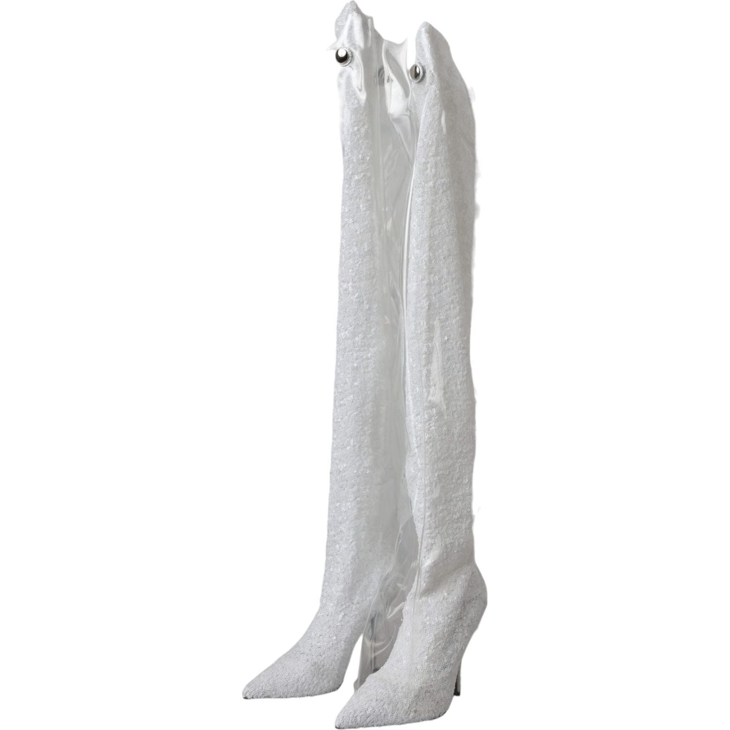 حذاء دولتشي آند غابانا أبيض بكعب عالٍ يصل إلى الركبة