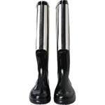 Dolce & Gabbana Black Rubber Knee High Flat Boots Shoes