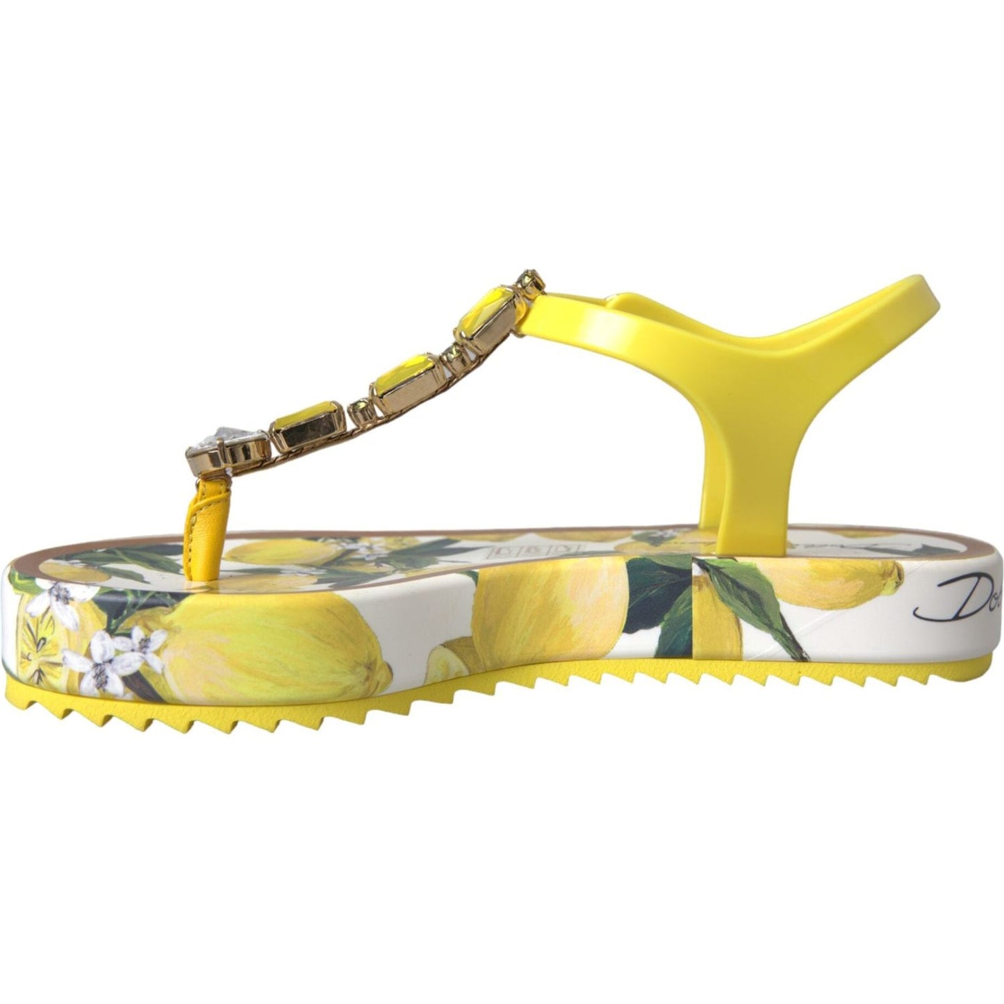 Dolce & Gabbana Yellow Lemon Beachwear Flats Sandals Shoes Dolce & Gabbana