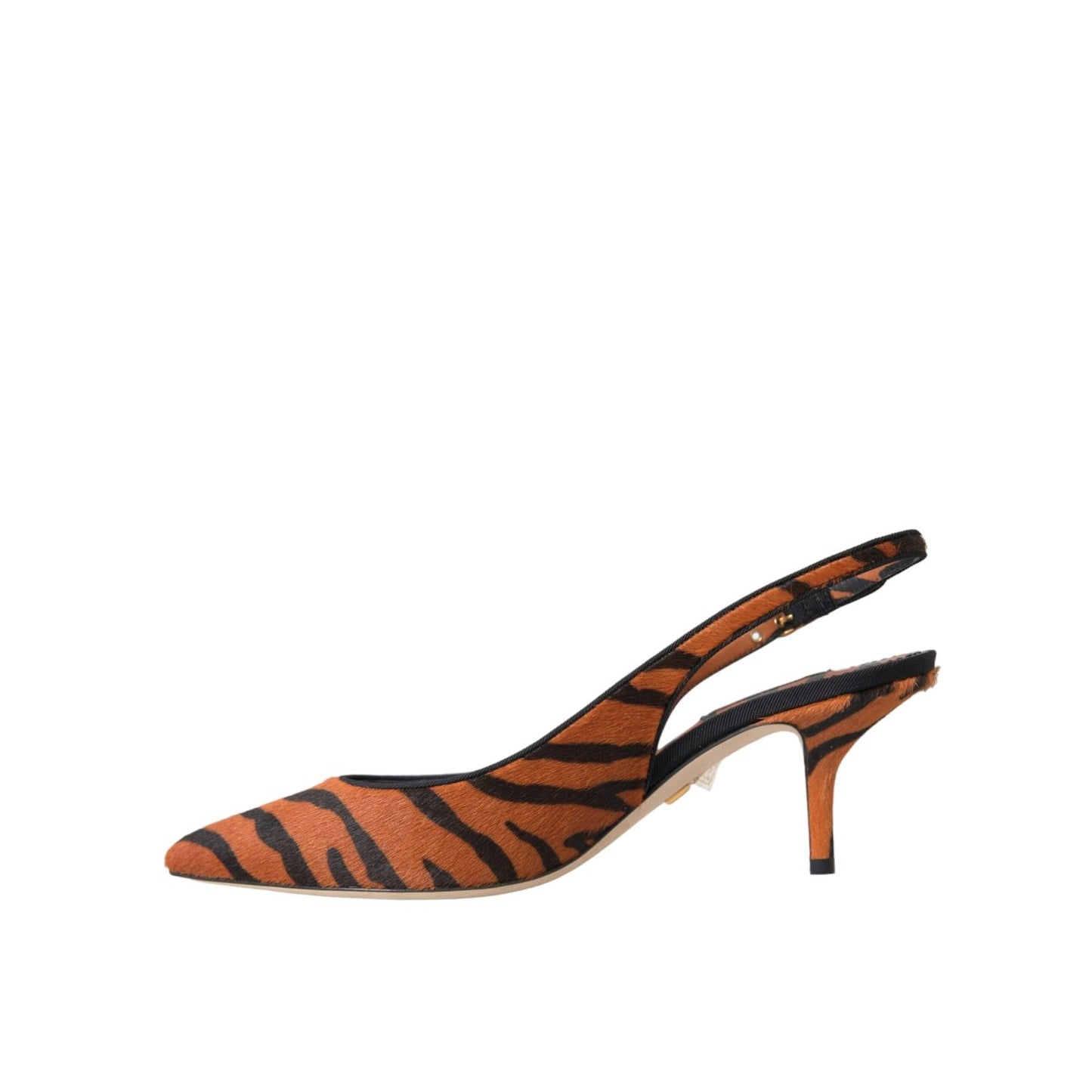 Dolce & Gabbana Black Orange Zebra Leather Slingbacks Shoes LA11133-35