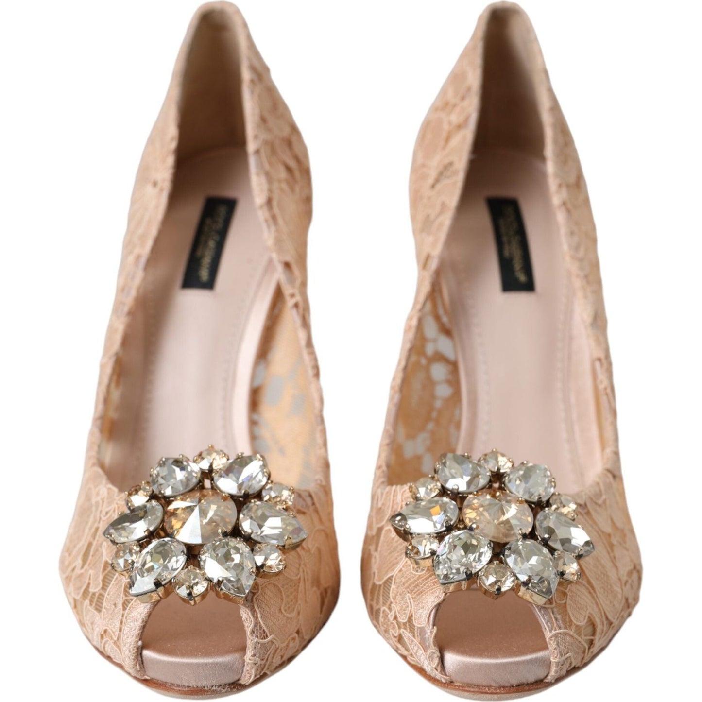 Dolce & Gabbana Beige Taormina Lace Crystal Heels Pumps Shoes Dolce & Gabbana